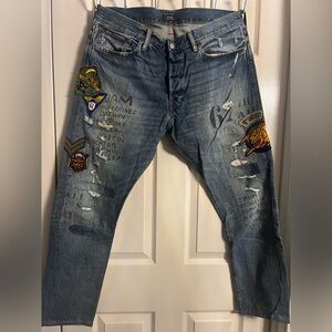SOLD Polo Ralph Lauren Men's Denim Jeans Tiger Patch 67 Air Strike War Military